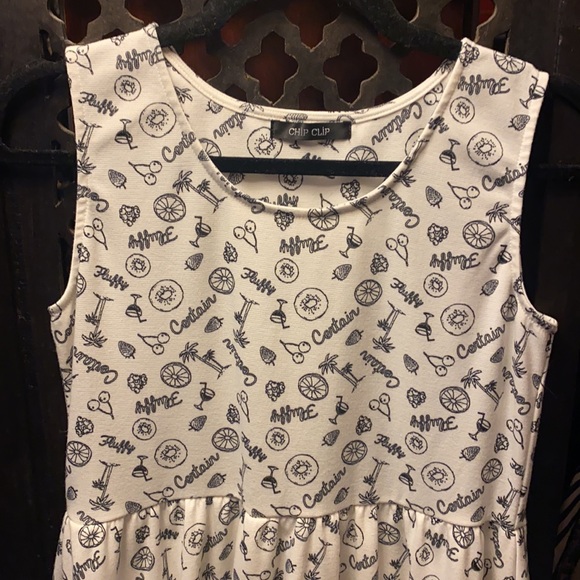 White Summer Dress with Cocktail Tropical Designs - Picture 2 of 6